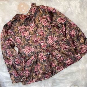 Patachou Long Sleeve Floral Top button down back Size 3 year
